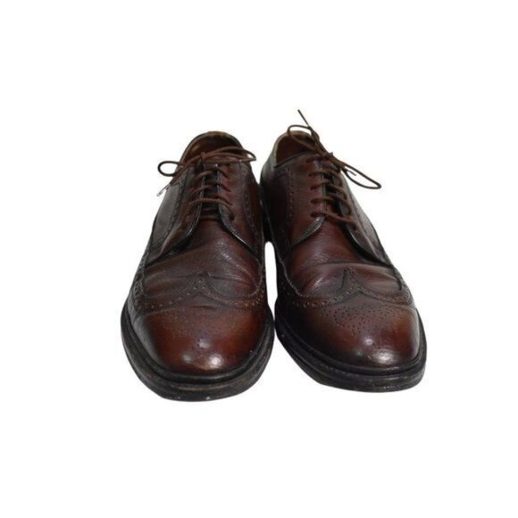 Men's Vintage Easy Flex Brown Leather Oxford Wingtip Lace-Up 9.5D - Picture 2 of 10